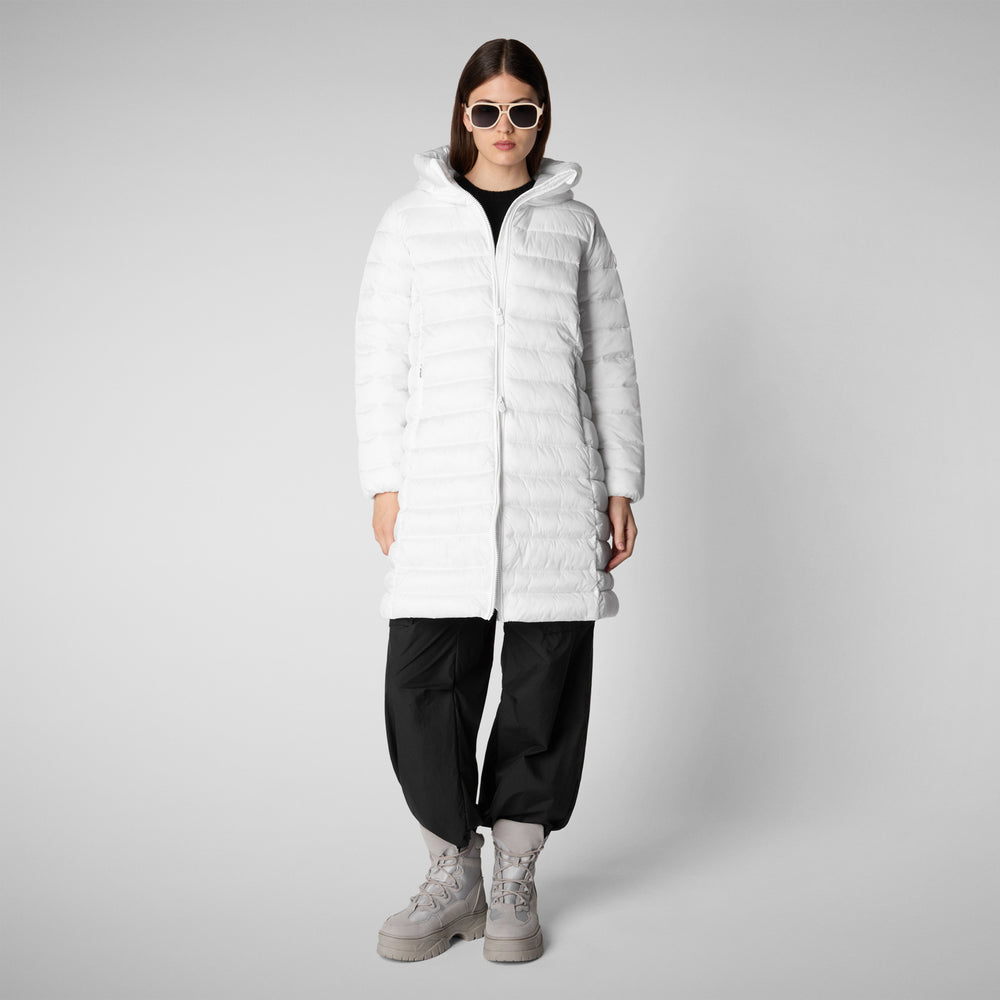 Save the duck PIUMINO ANIMAL FREE CON CAPPUCCIO DONNA SAFFRON BIANCO Prezzo Ridotto