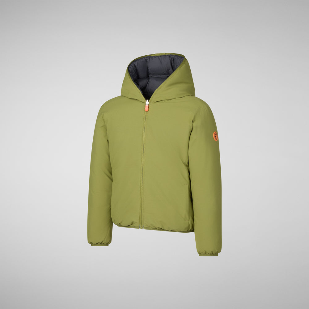 Save the duck GIACCA CON CAPPUCCIO BAMBINO OLIVER LIZARD GREEN Qualità