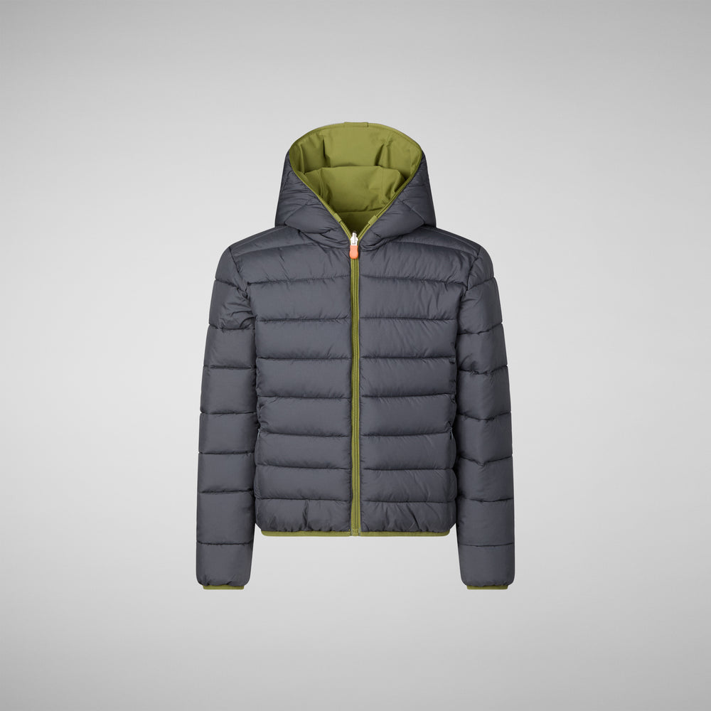 Save the duck GIACCA CON CAPPUCCIO BAMBINO OLIVER LIZARD GREEN Qualità