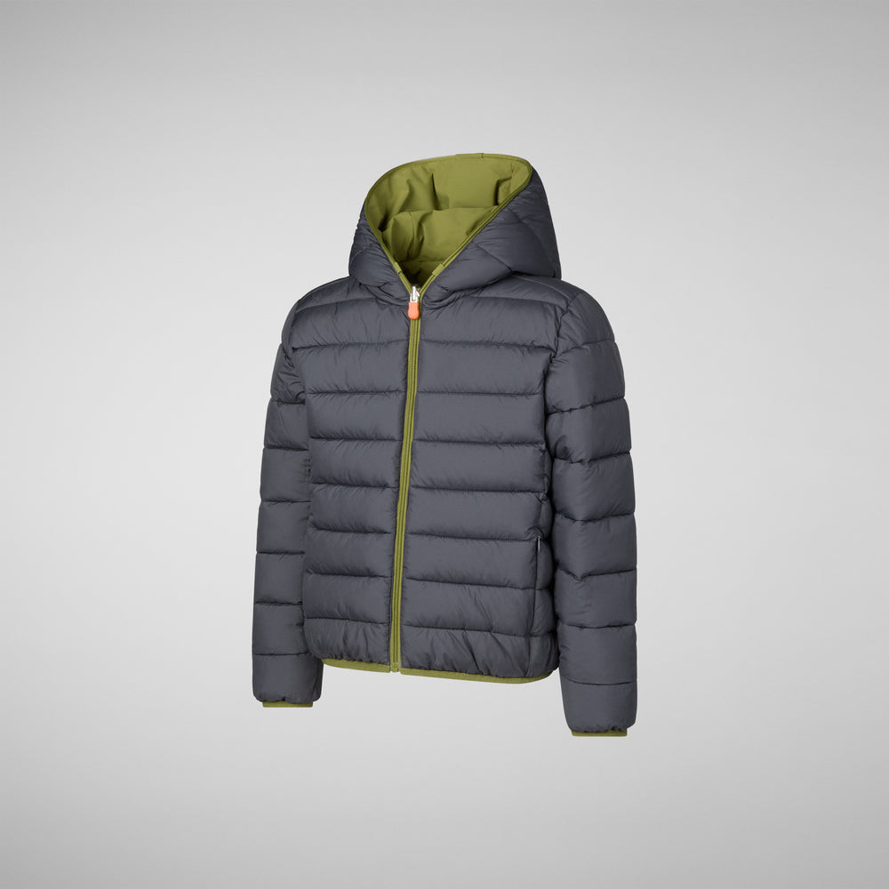 Save the duck GIACCA CON CAPPUCCIO BAMBINO OLIVER LIZARD GREEN Qualità