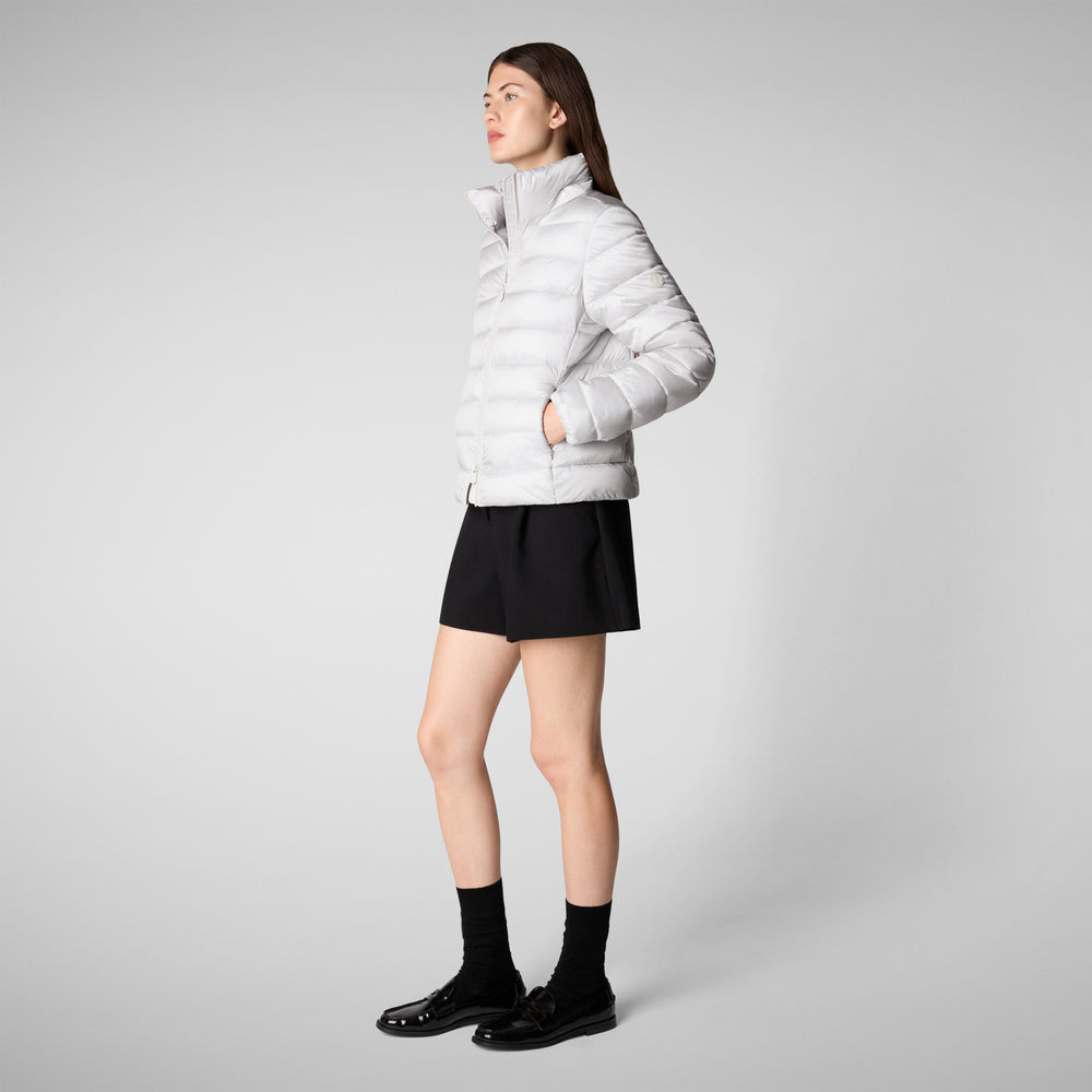 Save the duck PIUMINO ANIMAL FREE CON CAPPUCCIO DONNA LIANA GRIGIO NEBBIA Soddisfazione Garantita