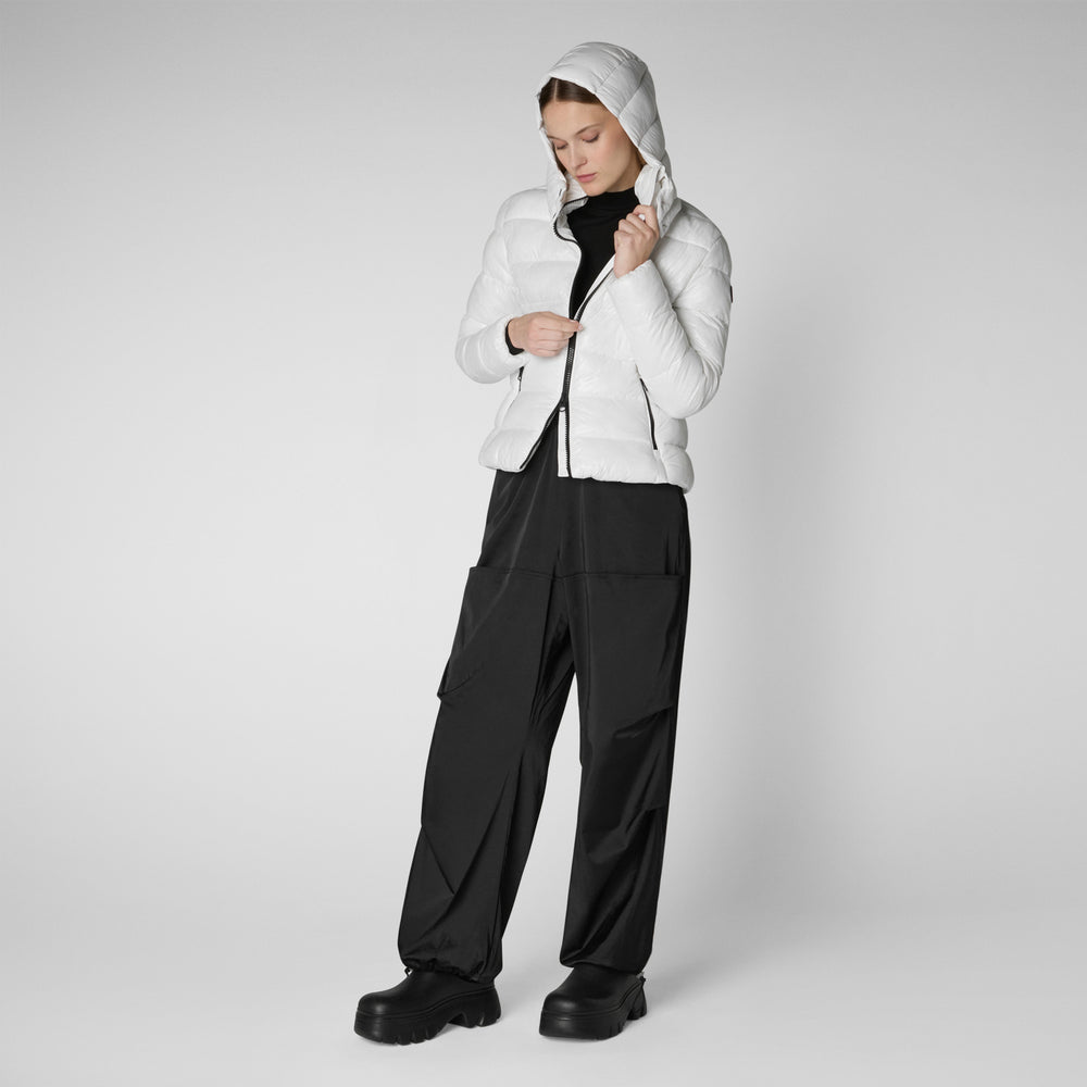 Save the duck PIUMINO ANIMAL FREE CON CAPPUCCIO DONNA COSMARY BIANCO NATURALE Consegna Veloce