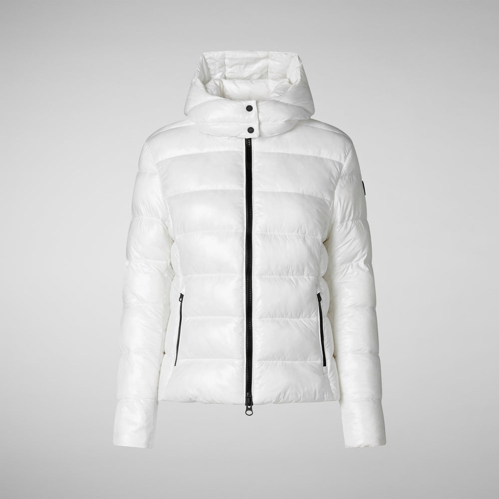 Save the duck PIUMINO ANIMAL FREE CON CAPPUCCIO DONNA COSMARY BIANCO NATURALE Consegna Veloce