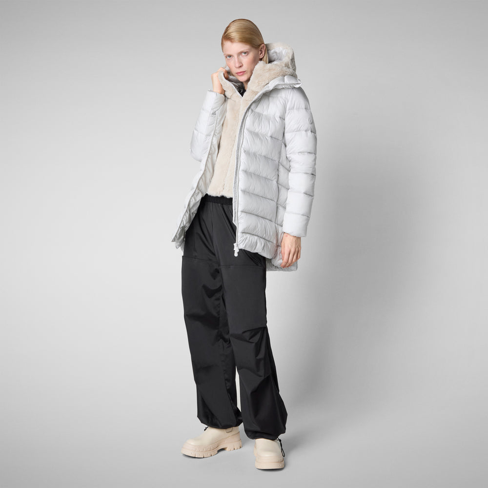 Save the duck PIUMINO ANIMAL FREE CON CAPPUCCIO DONNA MATILDA GRIGIO NEBBIA Fino Al -60%