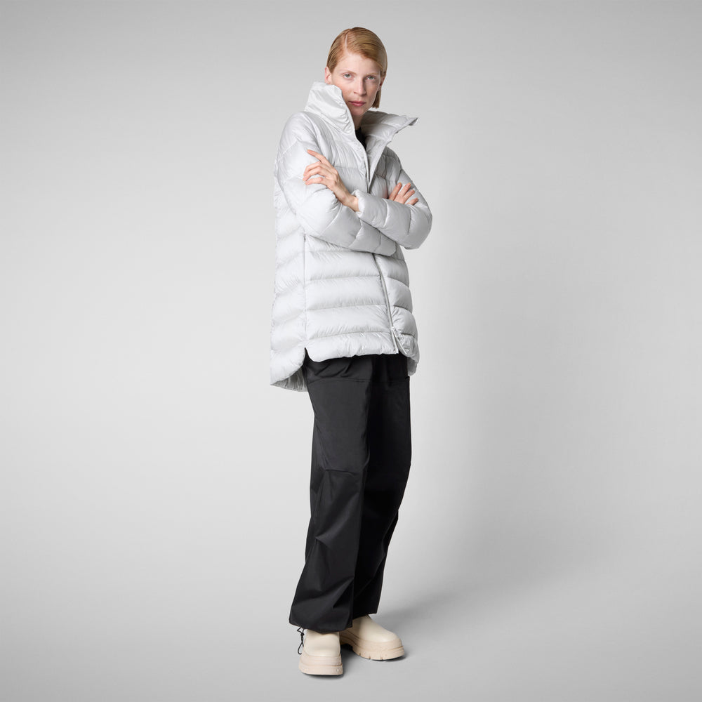 Save the duck PIUMINO ANIMAL FREE CON CAPPUCCIO DONNA MATILDA GRIGIO NEBBIA Fino Al -60%