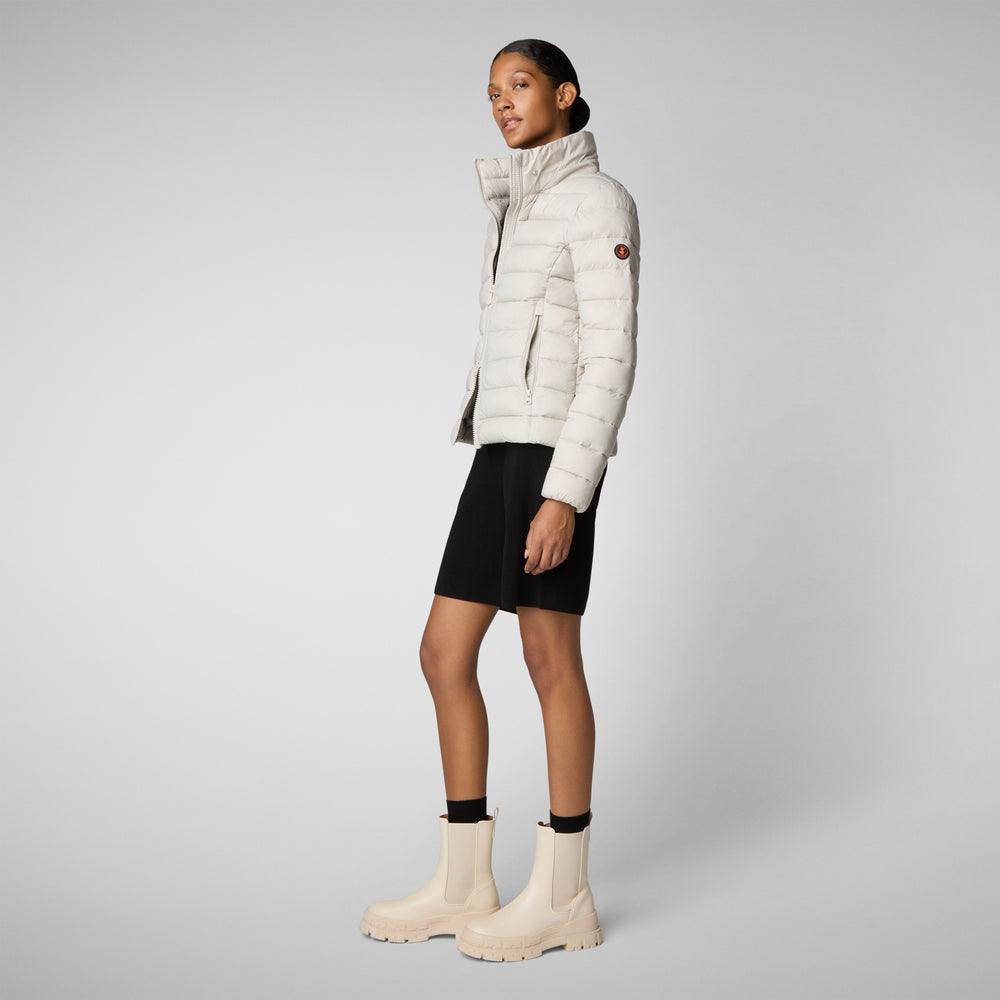 Save the duck PIUMINO ANIMAL FREE CON CAPPUCCIO DONNA AMELIE BEIGE CHIARO In Linea