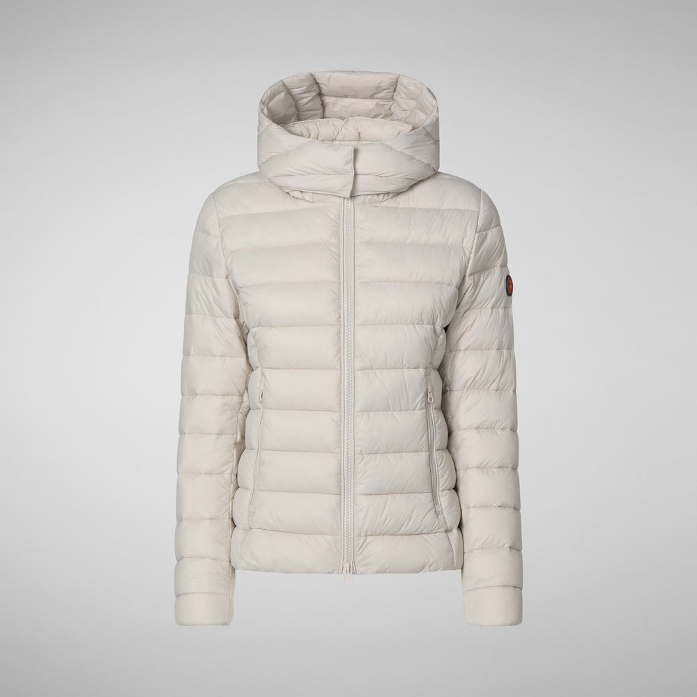 Save the duck PIUMINO ANIMAL FREE CON CAPPUCCIO DONNA AMELIE BEIGE CHIARO In Linea