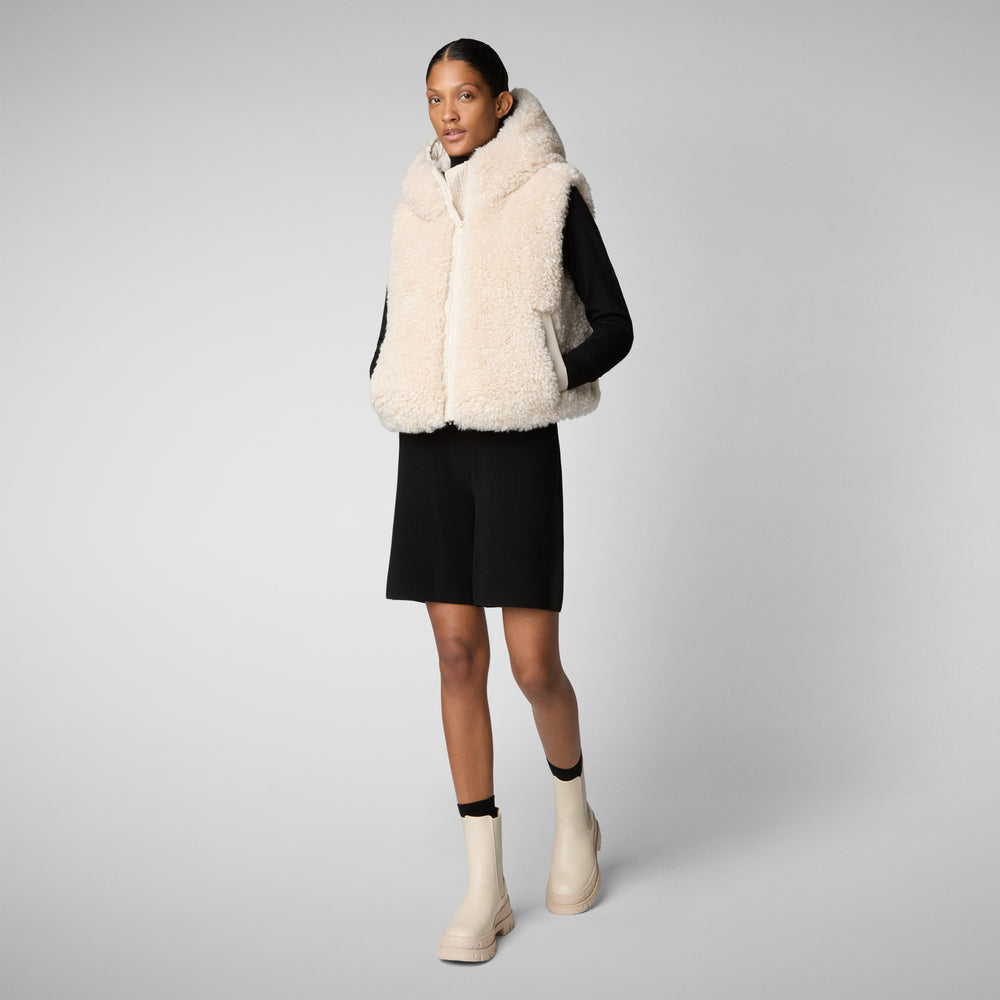 Save the duck GILET CON CAPPUCCIO DONNA KLARA BEIGE Nuovo