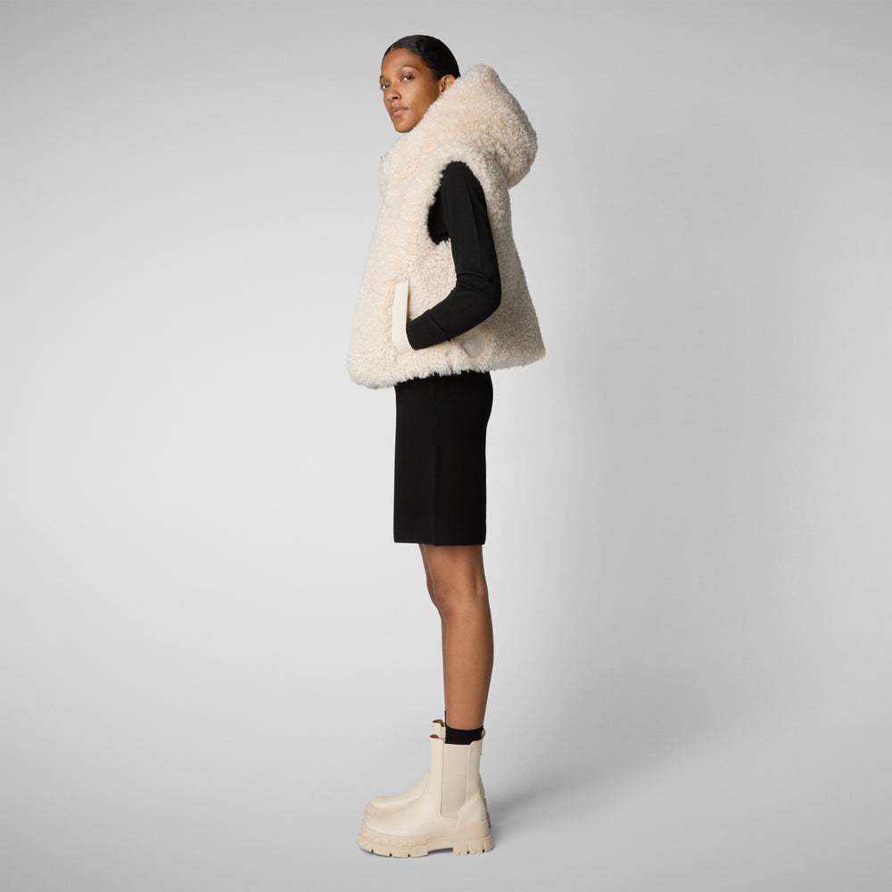 Save the duck GILET CON CAPPUCCIO DONNA KLARA BEIGE Nuovo