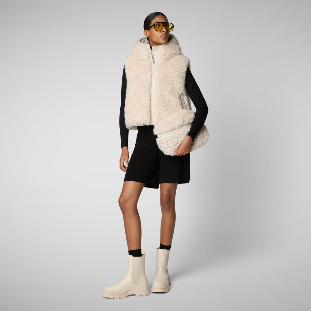 Save the duck GILET CON CAPPUCCIO DONNA KLARA BEIGE Nuovo