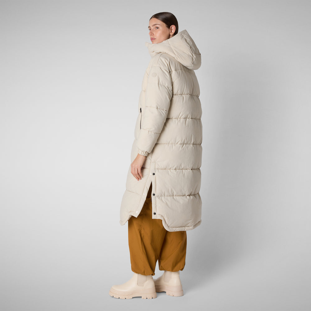Save the duck PIUMINO ANIMAL FREE DONNA HALESIA RAINY BEIGE Spedizione Gratuita