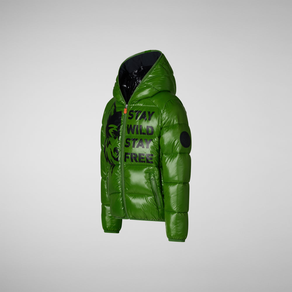 Save the duck PIUMINO ANIMAL FREE BAMBINO KEEGAN VERDE ERBA WOLF PRINT Economico