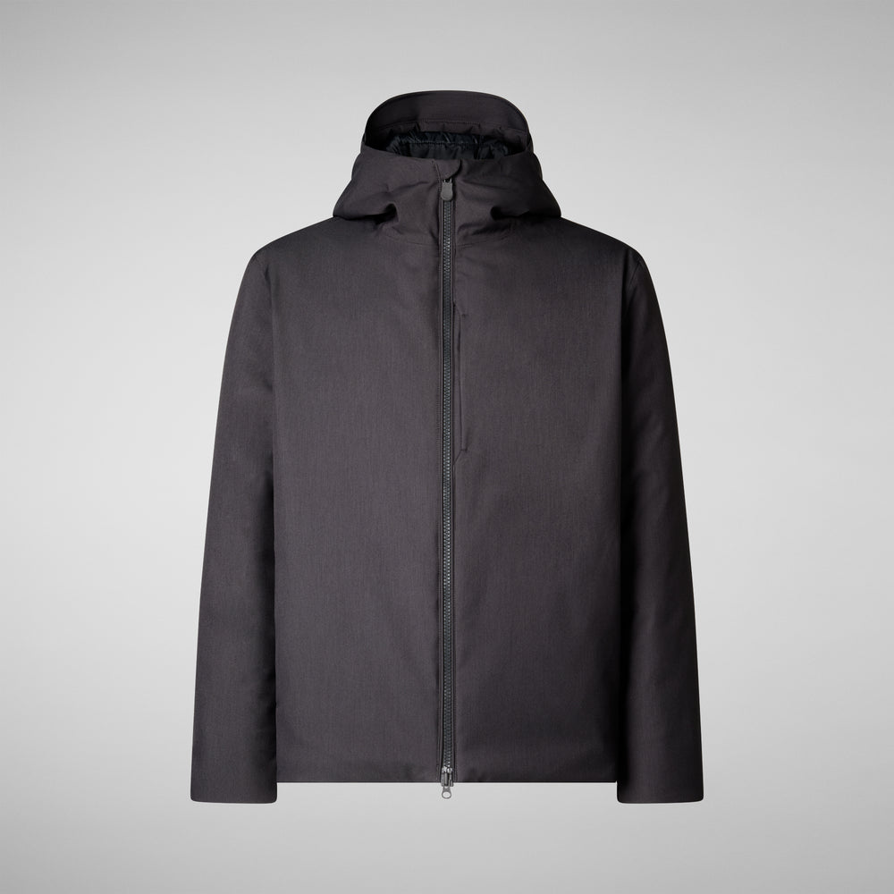 Save the duck PIUMINO ANIMAL FREE CON CAPPUCCIO UOMO BARNABY GREY MELANGE In Saldo