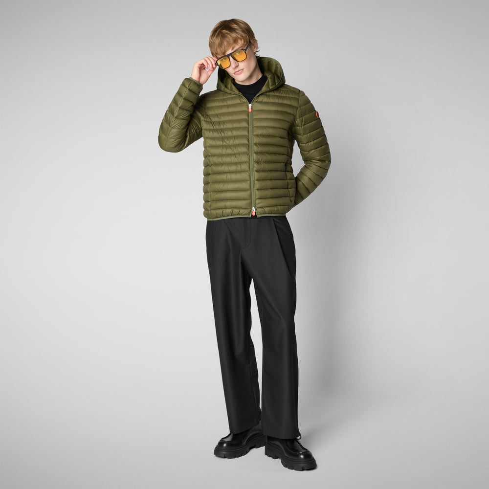 Save the duck Piumino animal free con cappuccio uomo Donald Verde oliva Nuovo