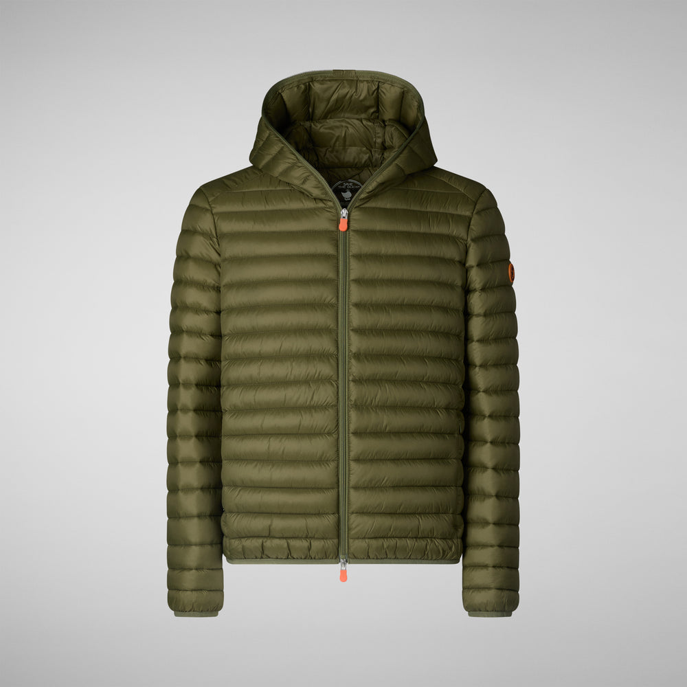 Save the duck Piumino animal free con cappuccio uomo Donald Verde oliva Nuovo