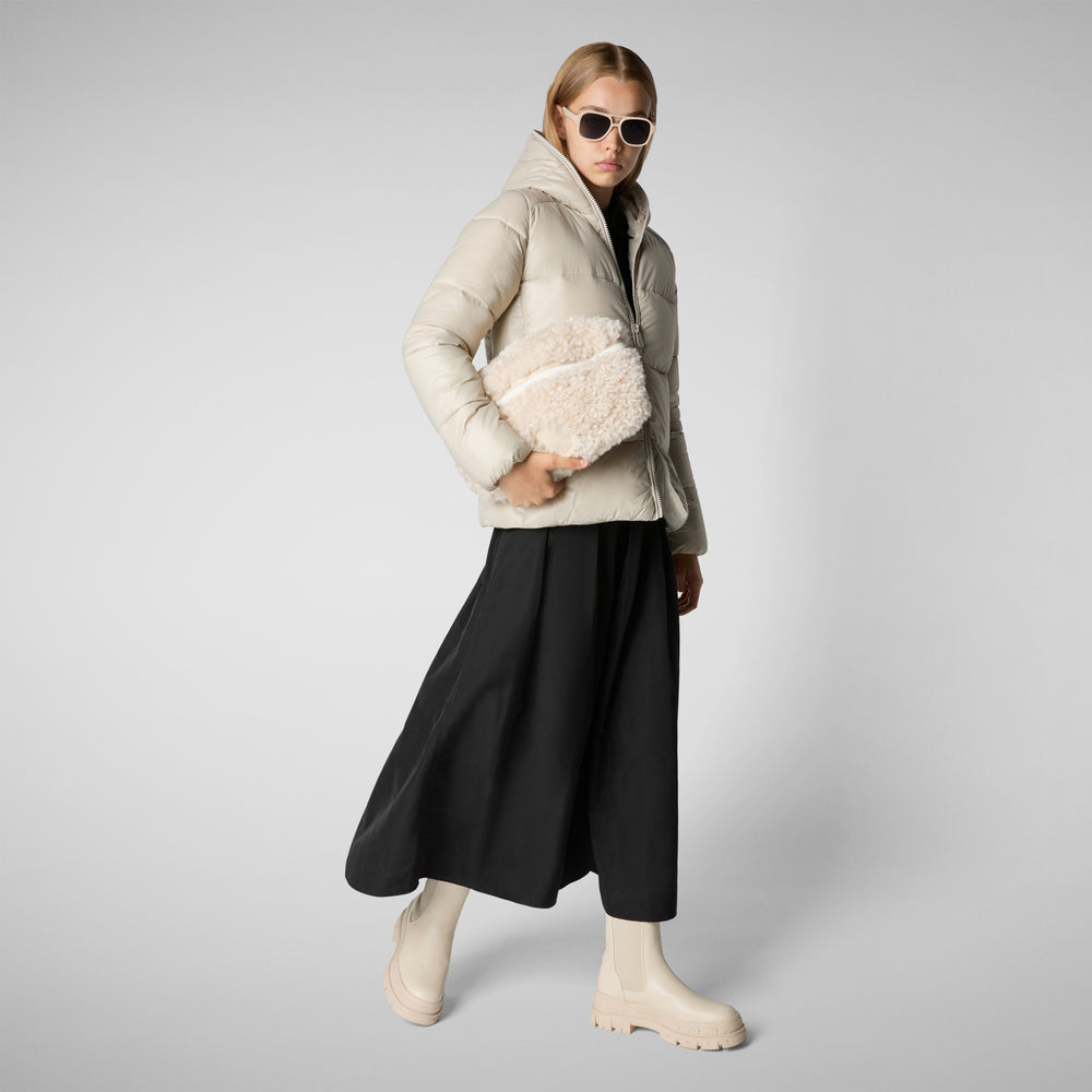 Save the duck PIUMINO ANIMAL FREE CON CAPPUCCIO DONNA LOIS RAINY BEIGE Shopping Online