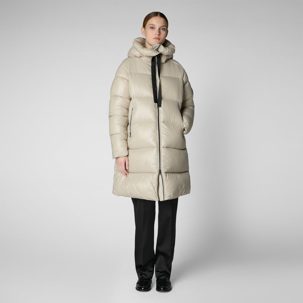 Save the duck PIUMINO ANIMAL FREE CON CAPPUCCIO DONNA ISABEL RAINY BEIGE