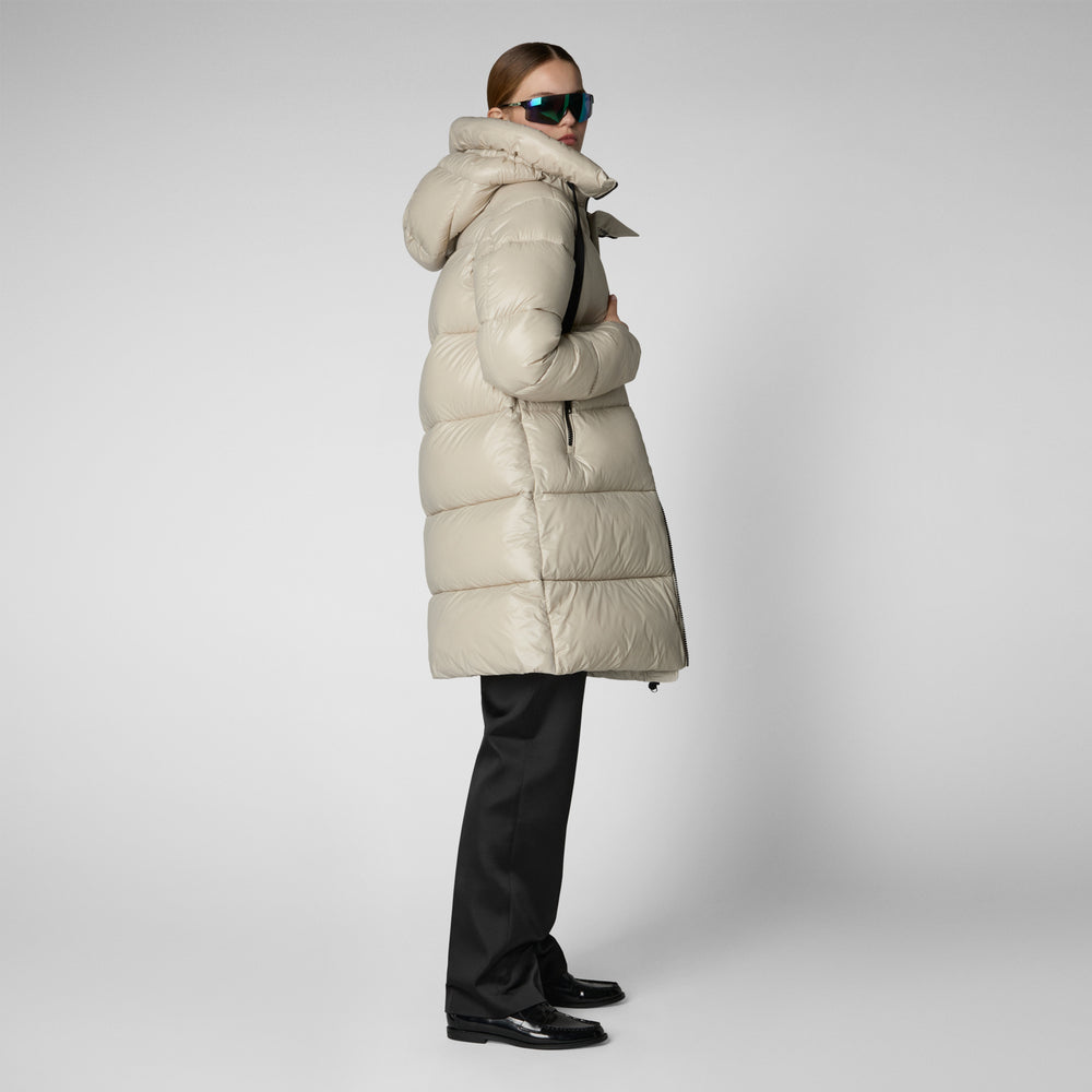 Save the duck PIUMINO ANIMAL FREE CON CAPPUCCIO DONNA ISABEL RAINY BEIGE Prezzo Ridotto
