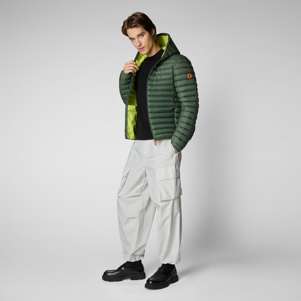 Save the duck PIUMINO ANIMAL FREE CON CAPPUCCIO UOMO DONALD VERDE TIMO 2025