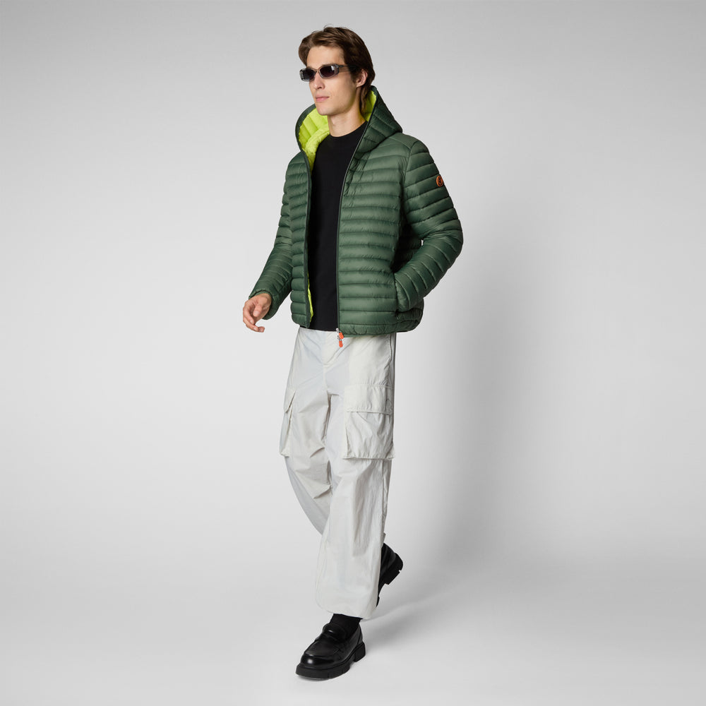 Save the duck PIUMINO ANIMAL FREE CON CAPPUCCIO UOMO DONALD VERDE TIMO 2025