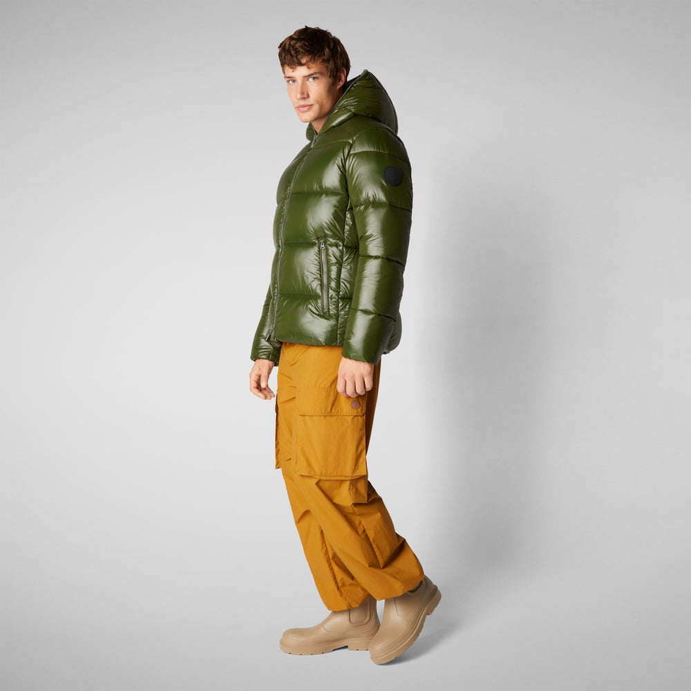 Save the duck PIUMINO ANIMAL FREE CON CAPPUCCIO UOMO EDGARD VERDE BOSCO Spedizione Gratuita