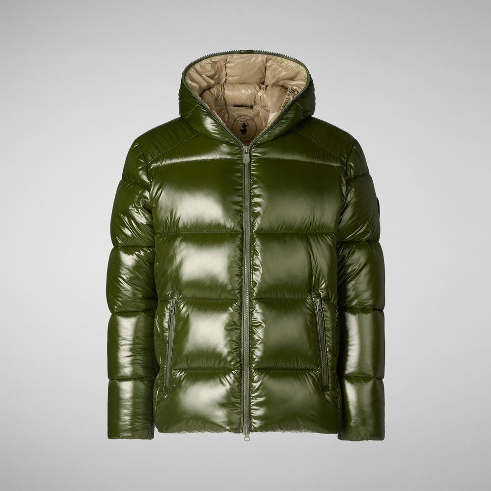 Save the duck PIUMINO ANIMAL FREE CON CAPPUCCIO UOMO EDGARD VERDE BOSCO Spedizione Gratuita
