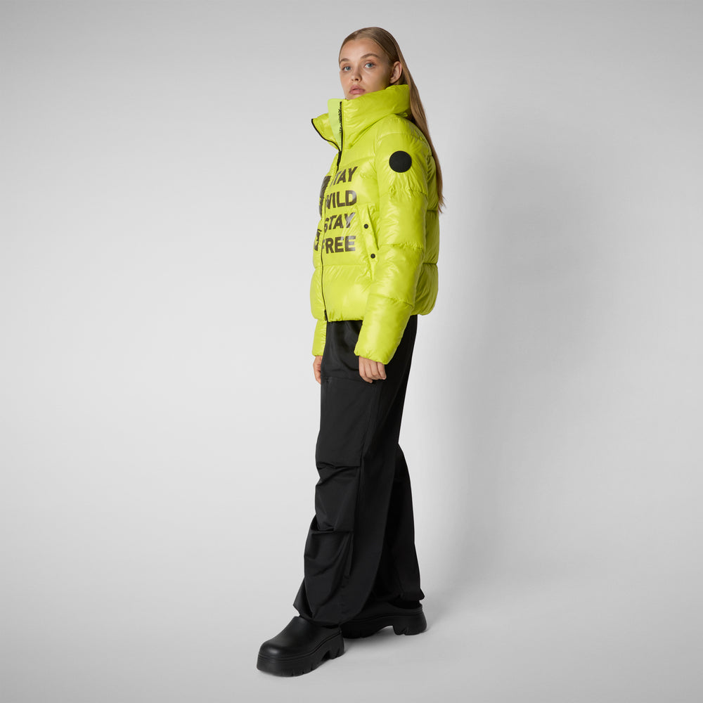 Save the duck GIACCA DONNA IVY VERDE LIME WOLF PRINT Vendita Economica