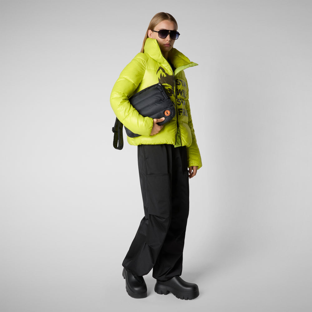 Save the duck GIACCA DONNA IVY VERDE LIME WOLF PRINT Vendita Economica