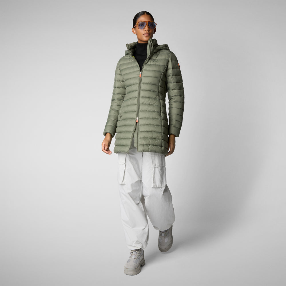 Save the duck PIUMINO ANIMAL FREE CON CAPPUCCIO DONNA CAROL VERDE PALUDE Vendite Flash