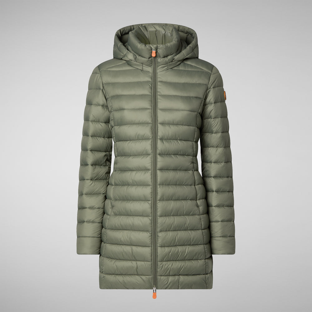 Save the duck PIUMINO ANIMAL FREE CON CAPPUCCIO DONNA CAROL VERDE PALUDE Vendite Flash