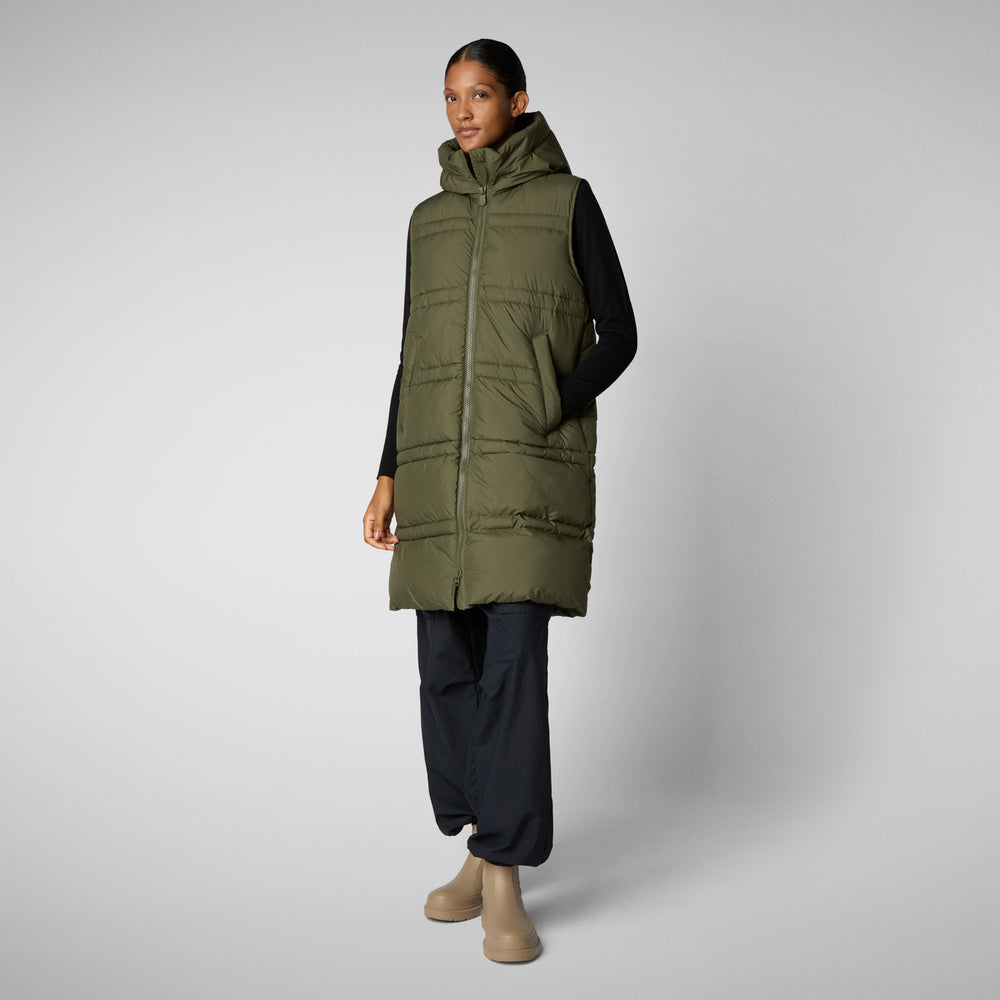 Save the duck GILET CON CAPPUCCIO DONNA JUDEE SHERWOOD GREEN In Saldo