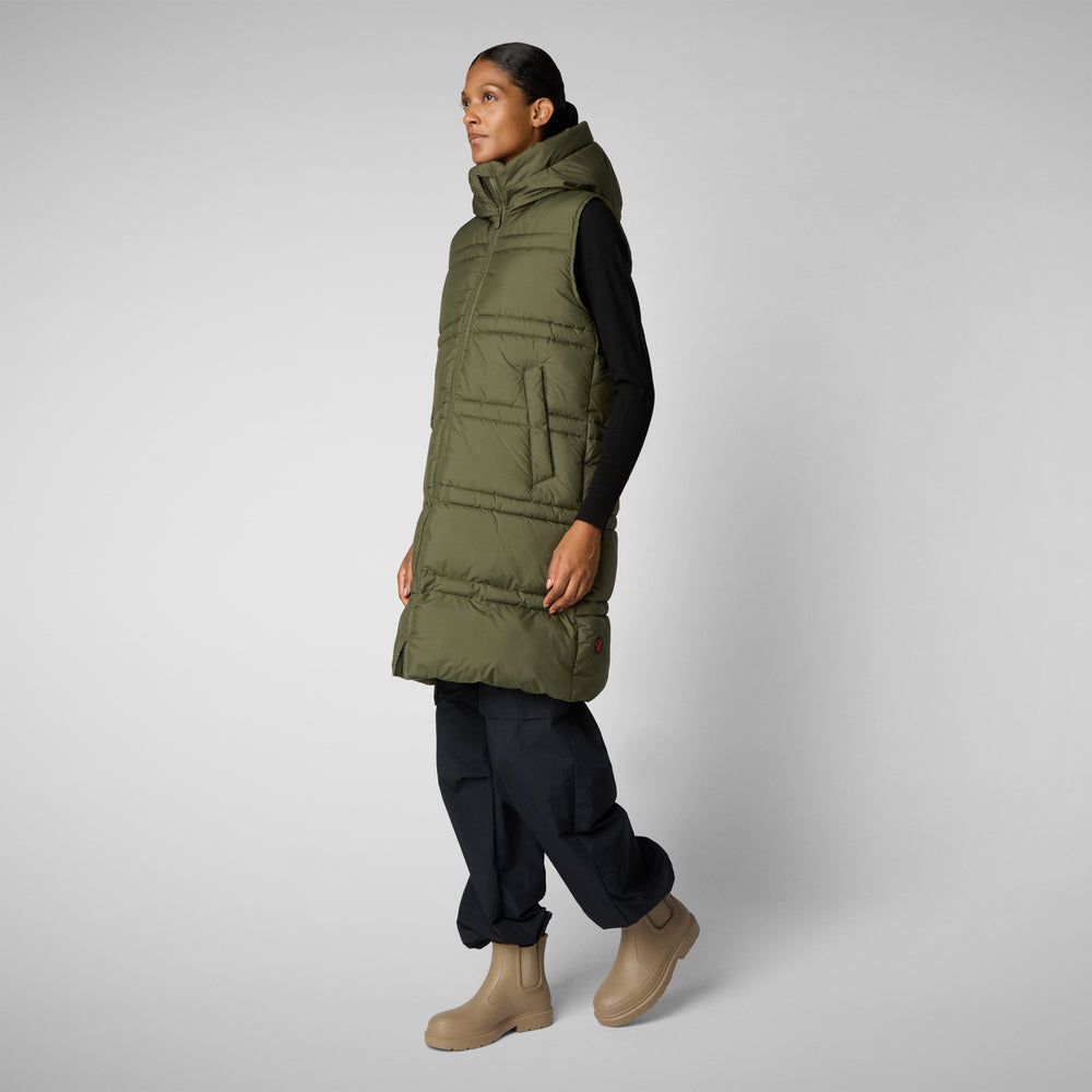 Save the duck GILET CON CAPPUCCIO DONNA JUDEE SHERWOOD GREEN In Saldo