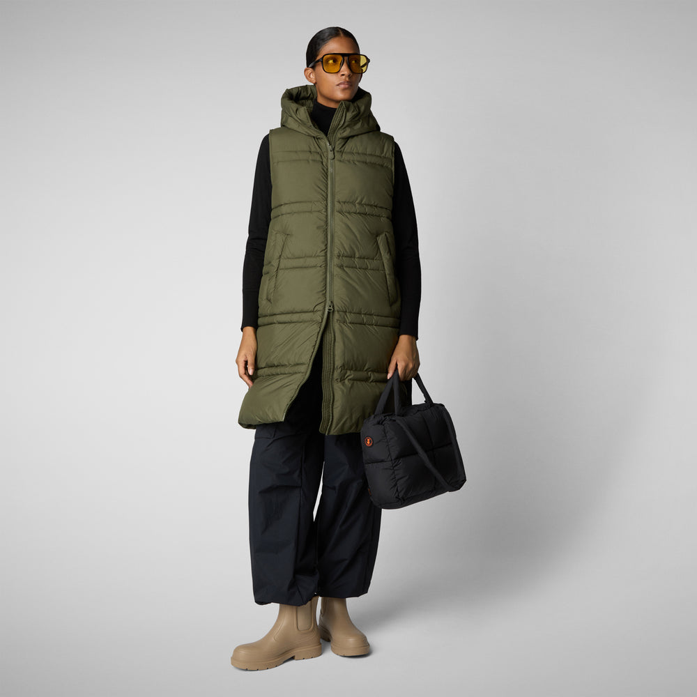 Save the duck GILET CON CAPPUCCIO DONNA JUDEE SHERWOOD GREEN In Saldo