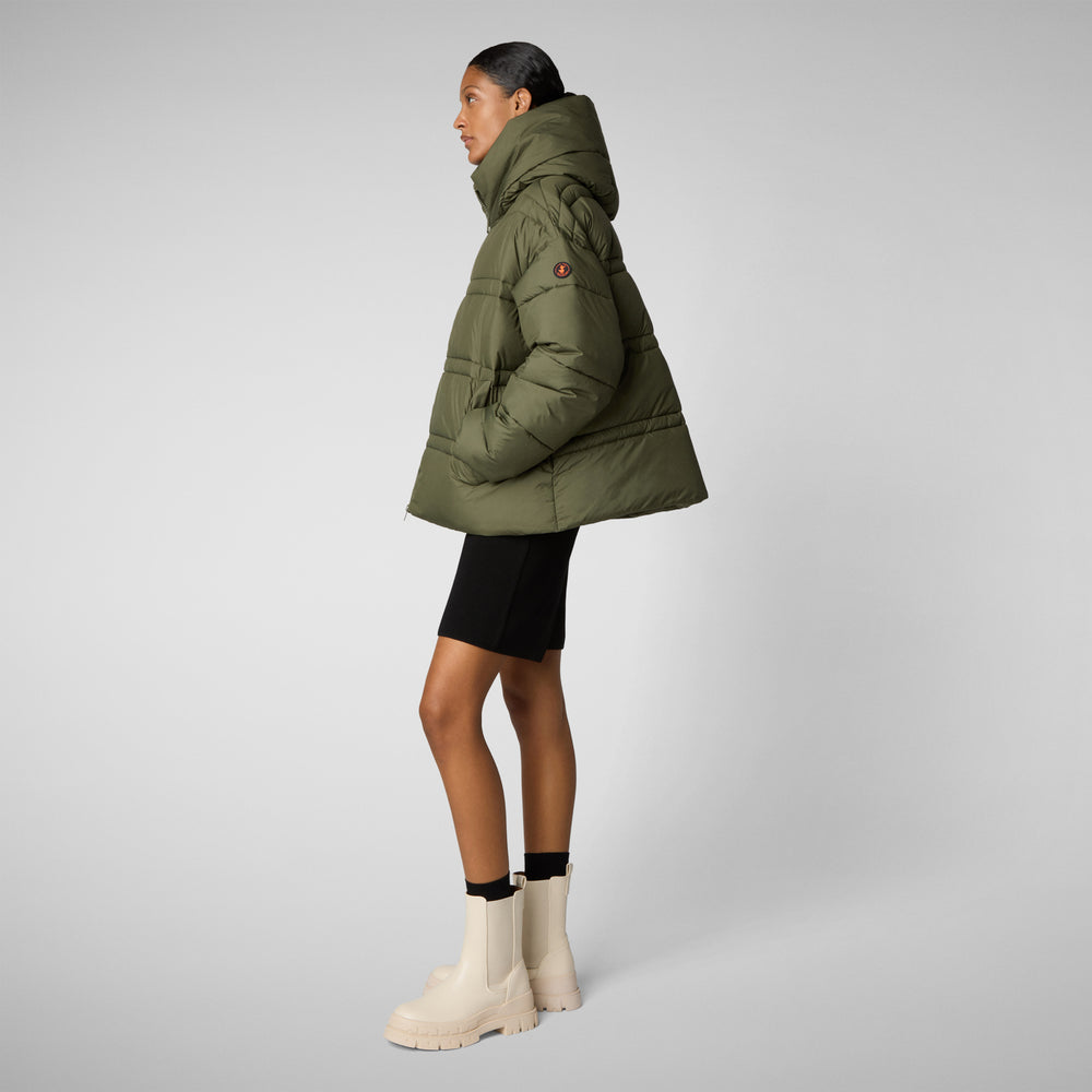 Save the duck PIUMINO ANIMAL FREE CON CAPPUCCIO DONNA KERI VERDE FORESTA Nuova