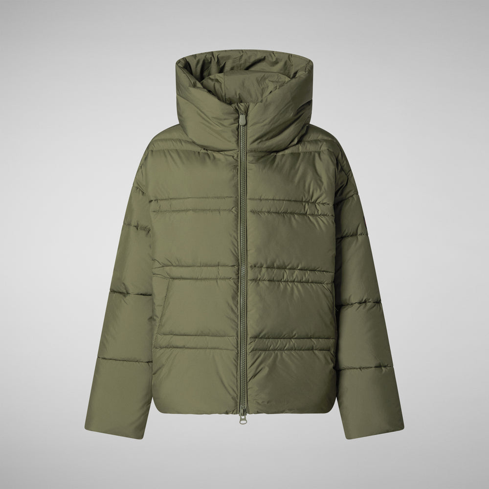 Save the duck PIUMINO ANIMAL FREE CON CAPPUCCIO DONNA KERI VERDE FORESTA Nuova