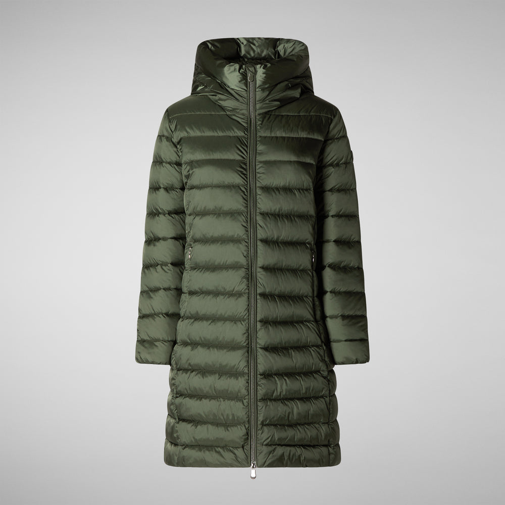 Save the duck PIUMINO ANIMAL FREE CON CAPPUCCIO DONNA SAFFRON VERDE TIMO 2025