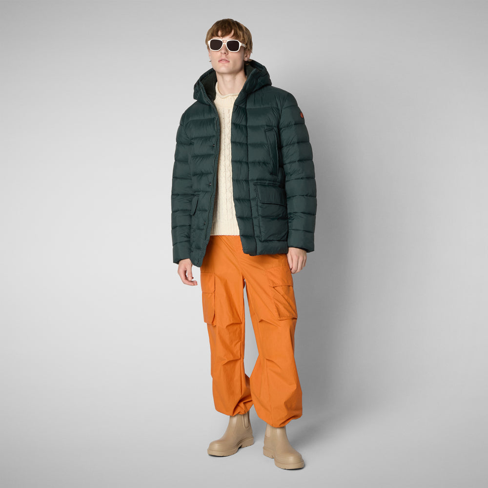 Save the duck PIUMINO ANIMAL FREE CON CAPPUCCIO UOMO LYLE VERDE NERO Acquista Ora