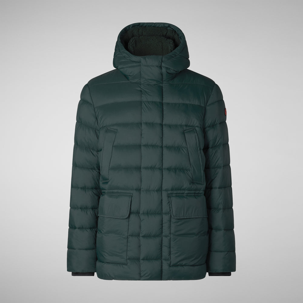 Save the duck PIUMINO ANIMAL FREE CON CAPPUCCIO UOMO LYLE VERDE NERO Acquista Ora