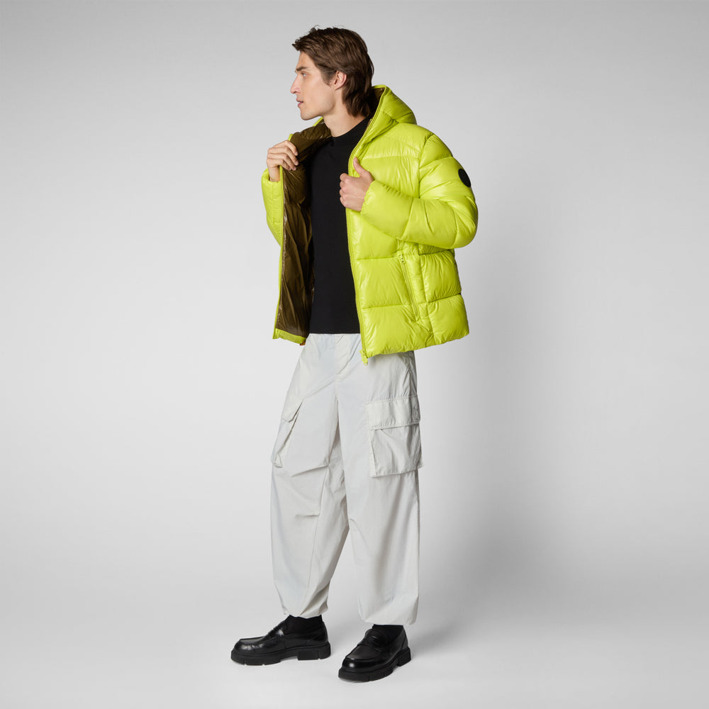 Save the duck PIUMINO ANIMAL FREE CON CAPPUCCIO UOMO EDGARD VERDE LIME Sottocosto