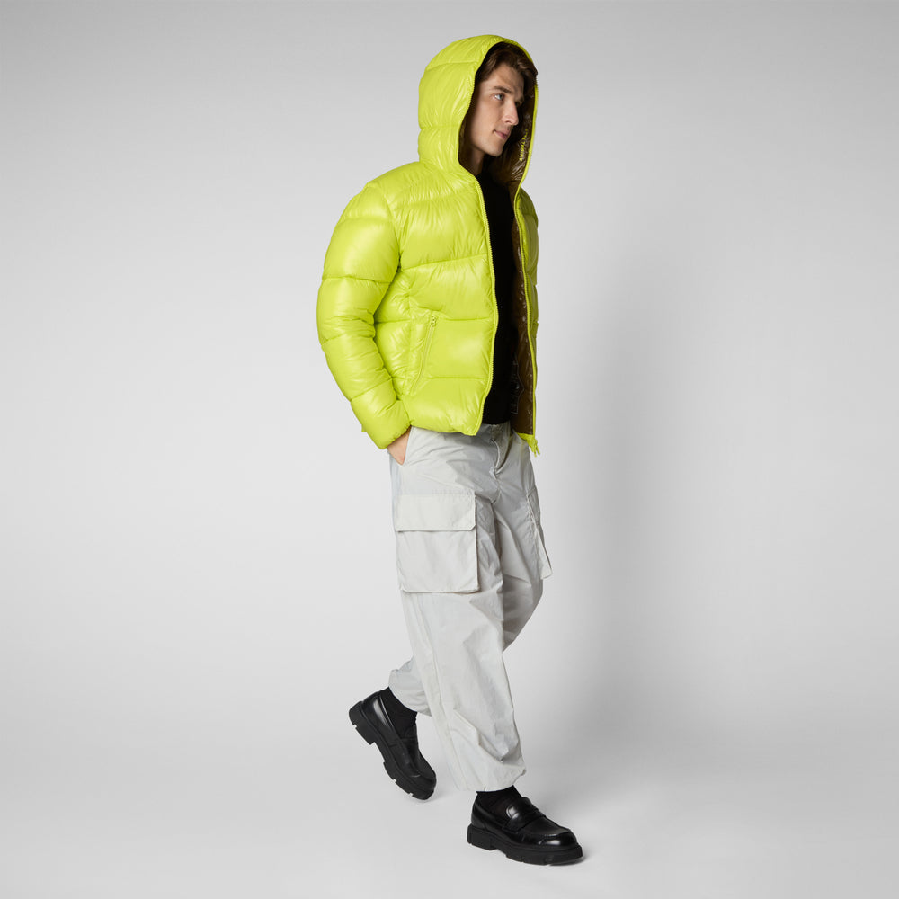 Save the duck PIUMINO ANIMAL FREE CON CAPPUCCIO UOMO EDGARD VERDE LIME Sottocosto