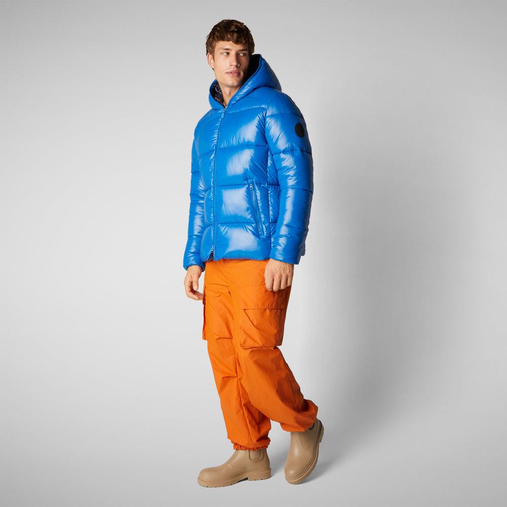 Save the duck PIUMINO ANIMAL FREE CON CAPPUCCIO UOMO EDGARD BLU MIRTILLO Presa