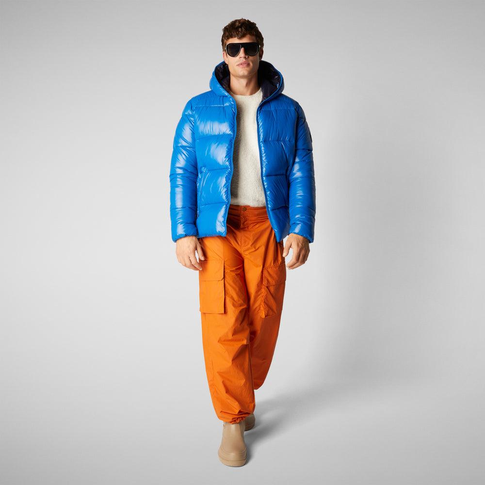 Save the duck PIUMINO ANIMAL FREE CON CAPPUCCIO UOMO EDGARD BLU MIRTILLO Presa