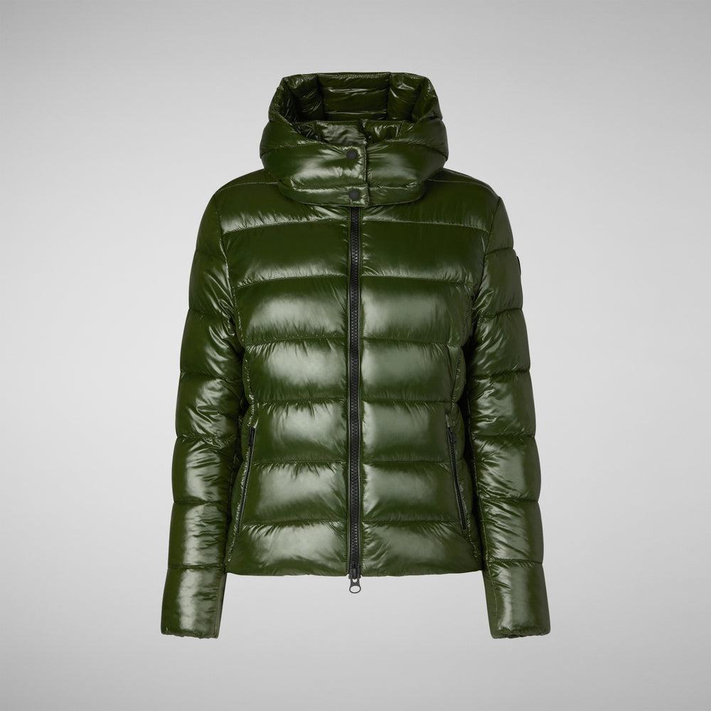 Save the duck PIUMINO ANIMAL FREE CON CAPPUCCIO DONNA COSMARY VERDE BOSCO In Vendita