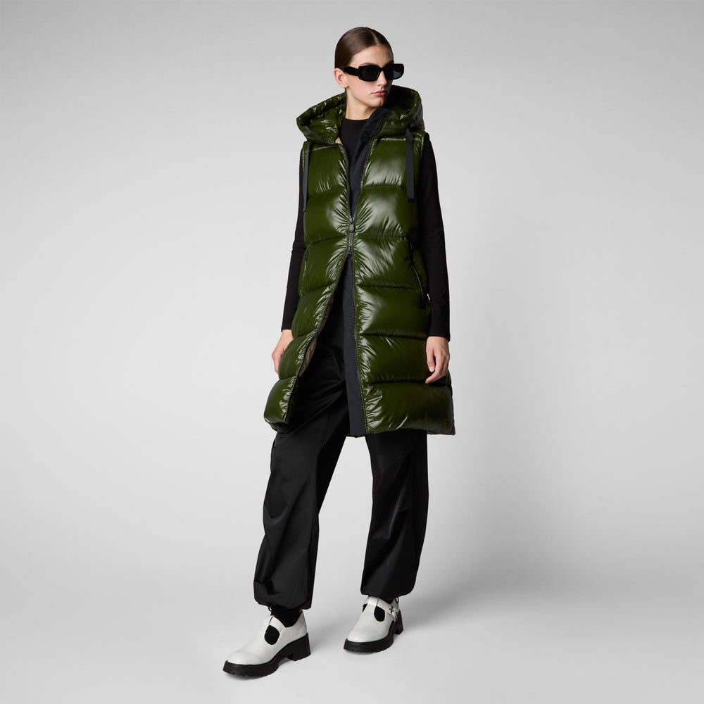 Save the duck GILET CON CAPPUCCIO DONNA IRIA VERDE BOSCO Offerte