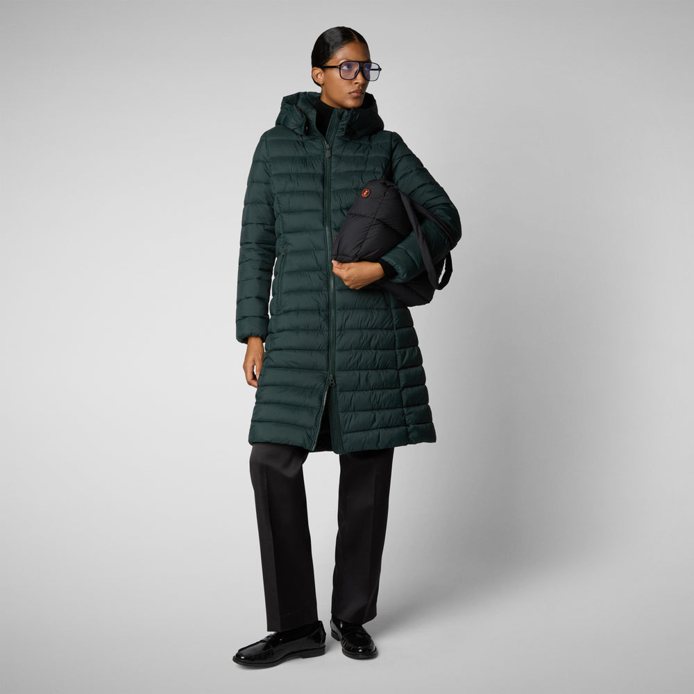 Save the duck PIUMINO ANIMAL FREE CON CAPPUCCIO DONNA EILEEN VERDE NERO Online