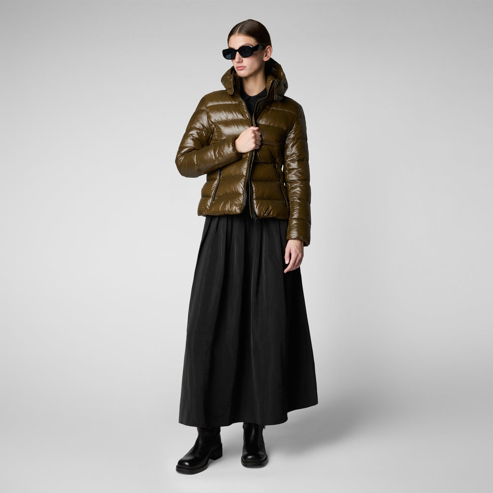 Save the duck PIUMINO ANIMAL FREE CON CAPPUCCIO DONNA COSMARY VERDE CORTECCIA Offerta San Valentino
