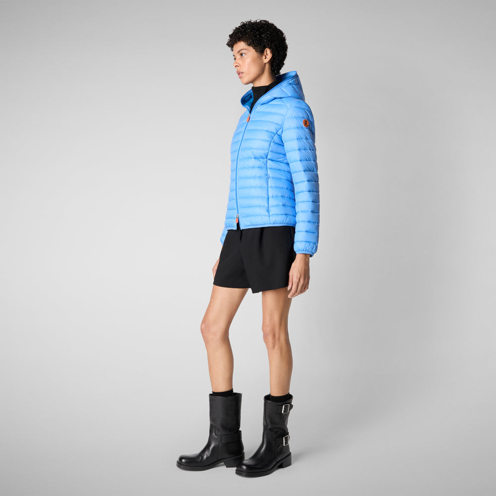 Save the duck PIUMINO ANIMAL FREE CON CAPPUCCIO DONNA DAISY BLU CERULEO Spedizione Gratuita