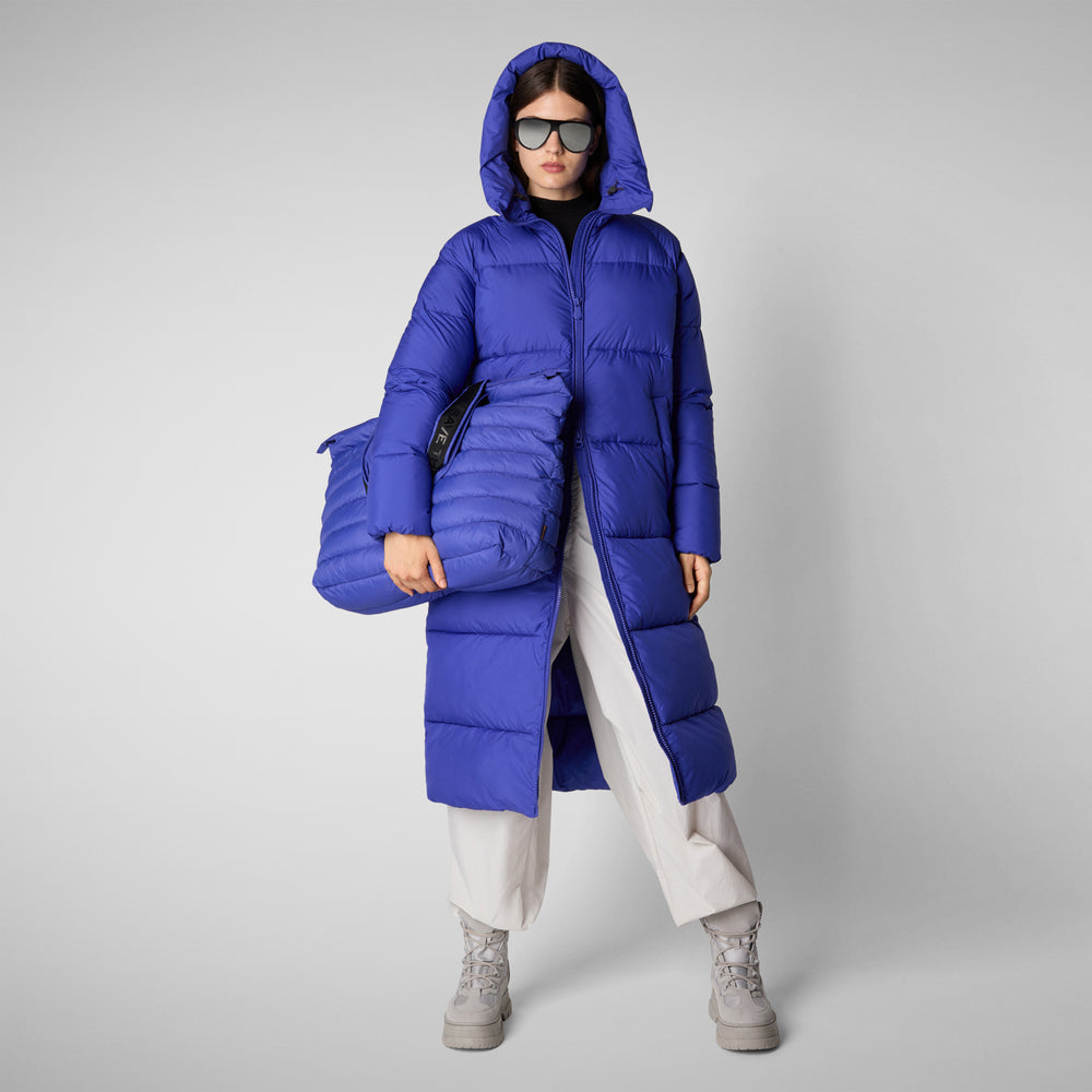 Save the duck PIUMINO ANIMAL FREE CON CAPPUCCIO DONNA JANIS BLU GENZIANA Promozione Limitata