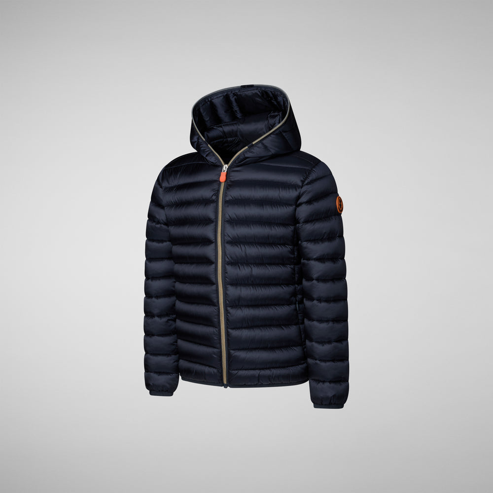 Save the duck PIUMINO ANIMAL FREE BAMBINA IRIS BLU NERO In Vendita