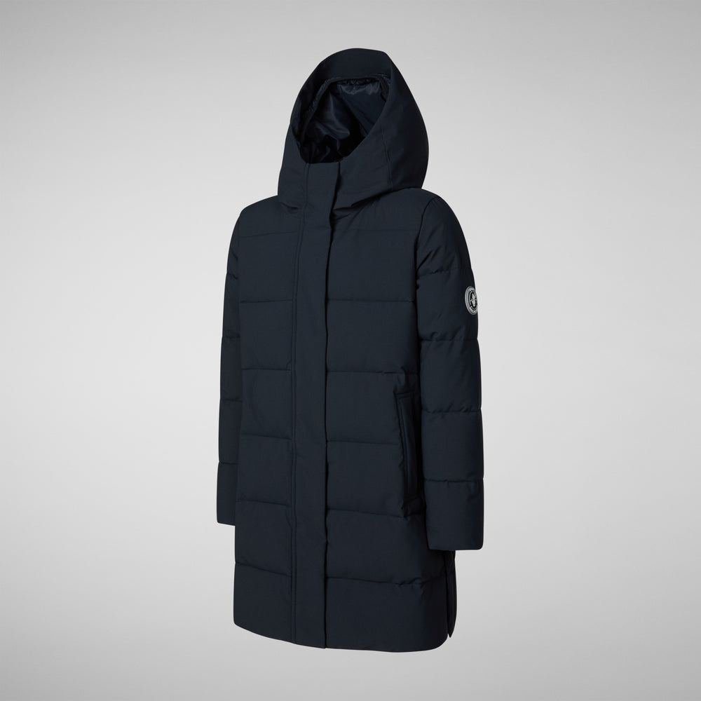 Save the duck PARKA CON CAPPUCCIO BAMBINA SELENE BLU NERO Sostegno trimestrale
